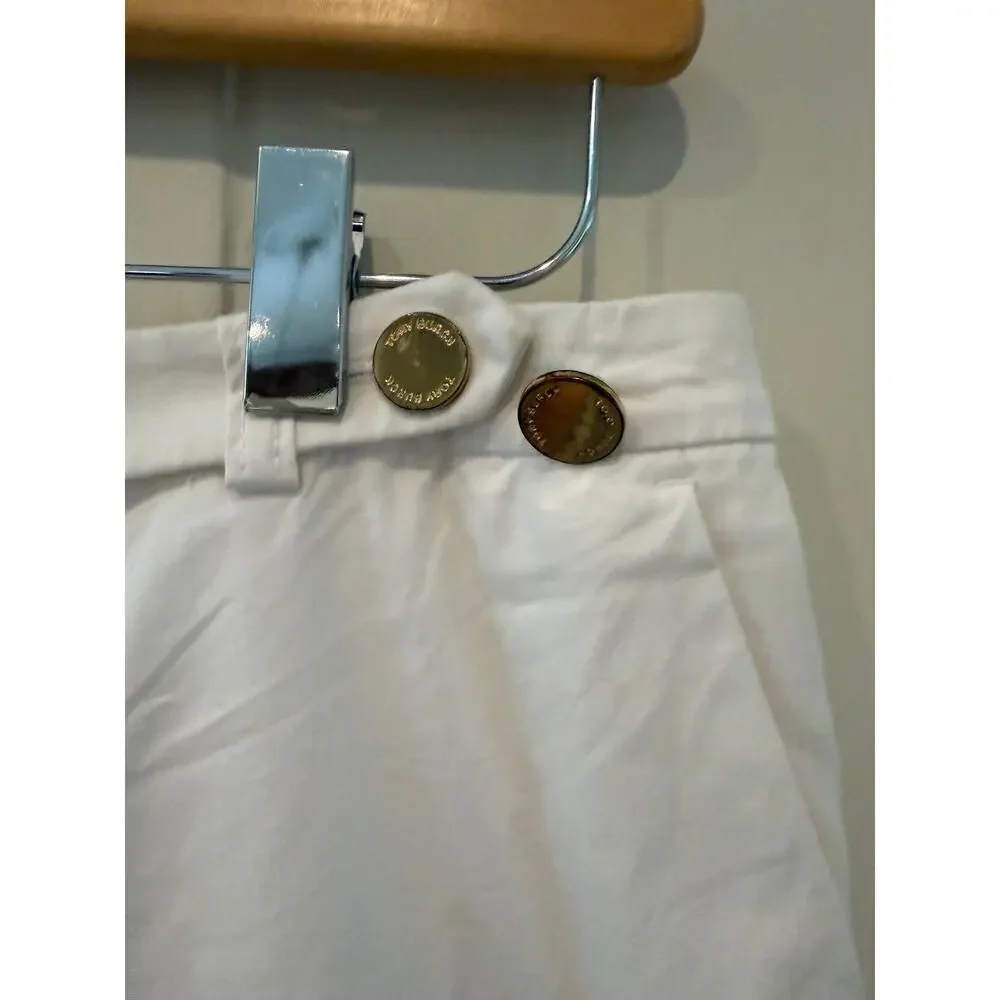 Tory Burch Tailored Cropped Cotton Pants Crisp White 8
